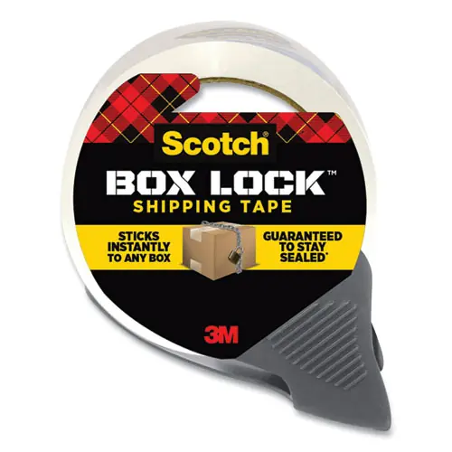Scotch® Box Lock Shipping Packaging Tape with Refillable Dispenser, Clear, 1.88" x 54.6 yds, 3" Core