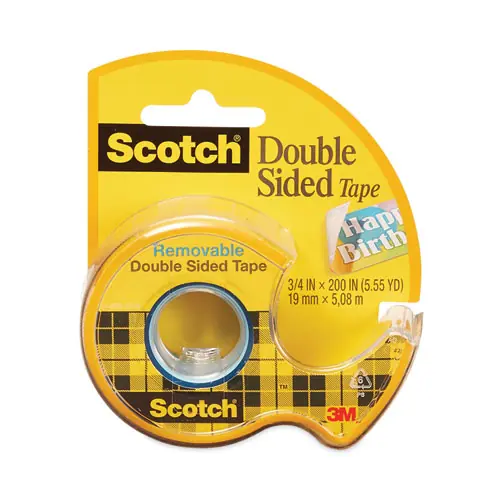 Scotch® Double-Sided Removable Tape with Handheld Dispenser, 1" Core, Clear, 0.75" x 33.33 ft