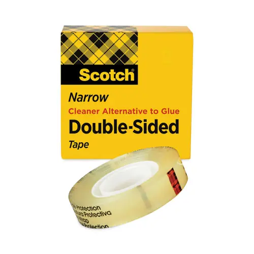 Scotch® Double-Sided Tape, 1" Core, Clear, 0.5" x 75 ft