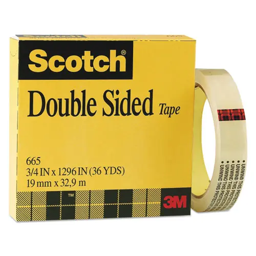 Scotch® Double-Sided Tape, Clear, 0.75" x 36 yds, 3" Core