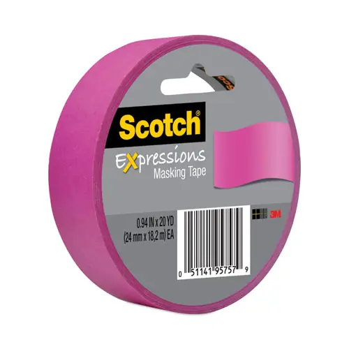 Scotch® Expressions Masking Tape, Fuchsia, 0.94" x 20 yds, 3" Core