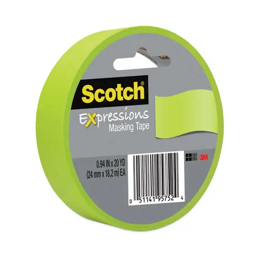 Scotch® Expressions Masking Tape, Lemon Lime, 0.94" x 20 yds, 3" Core