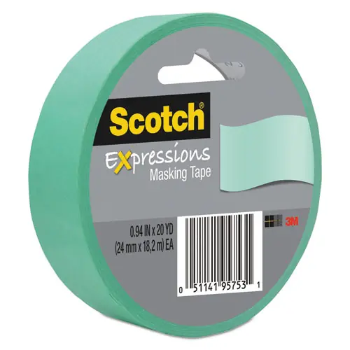 Scotch® Expressions Masking Tape, Mint Green, 0.94" x 20 yds, 3" Core
