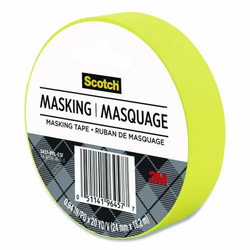 Scotch® Expressions Masking Tape, Yellow, 0.94" x 20 yds, 3" Core