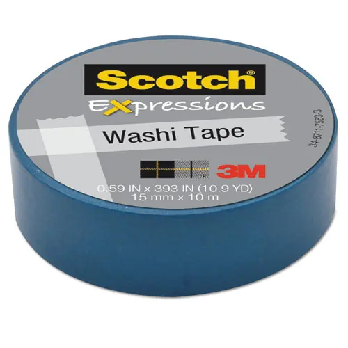 Scotch® Expressions Washi Tape, Blue, 0.59" x 32.75 ft, 1.25" Core