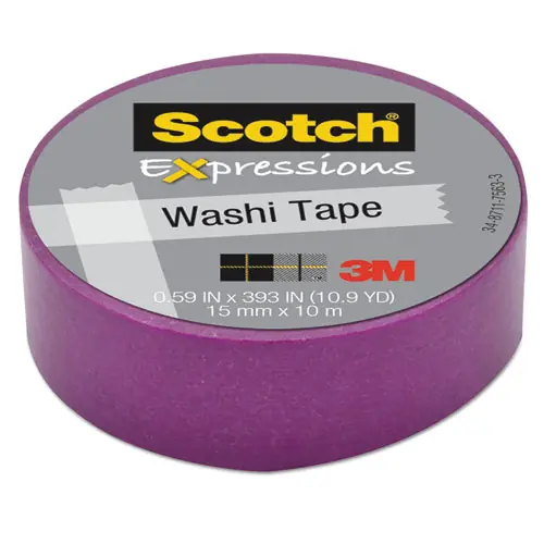 Scotch® Expressions Washi Tape, Purple, 0.59" x 32.75 ft, 1.25" Core