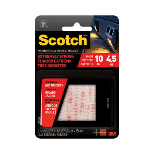 Scotch™ Extreme Fasteners, 1" x 1", White, 6/Pack