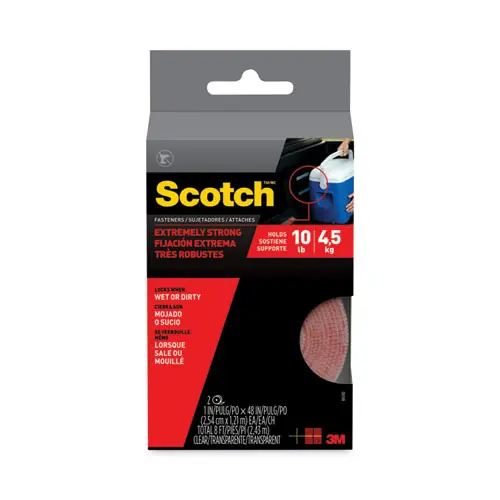 Scotch™ Extreme Fasteners, 1" x 4 ft, Clear, 2/Pack