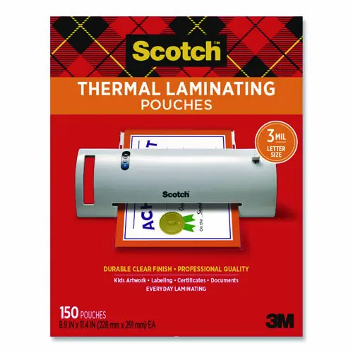 Scotch™ Laminating Pouches, 3 mil, 8.9" x 11.4", Clear, 150/Pack