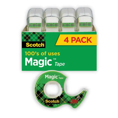 Scotch® Magic Tape in Handheld Dispenser, 1" Core, 0.75" x 25 ft, Clear, 4/Pack