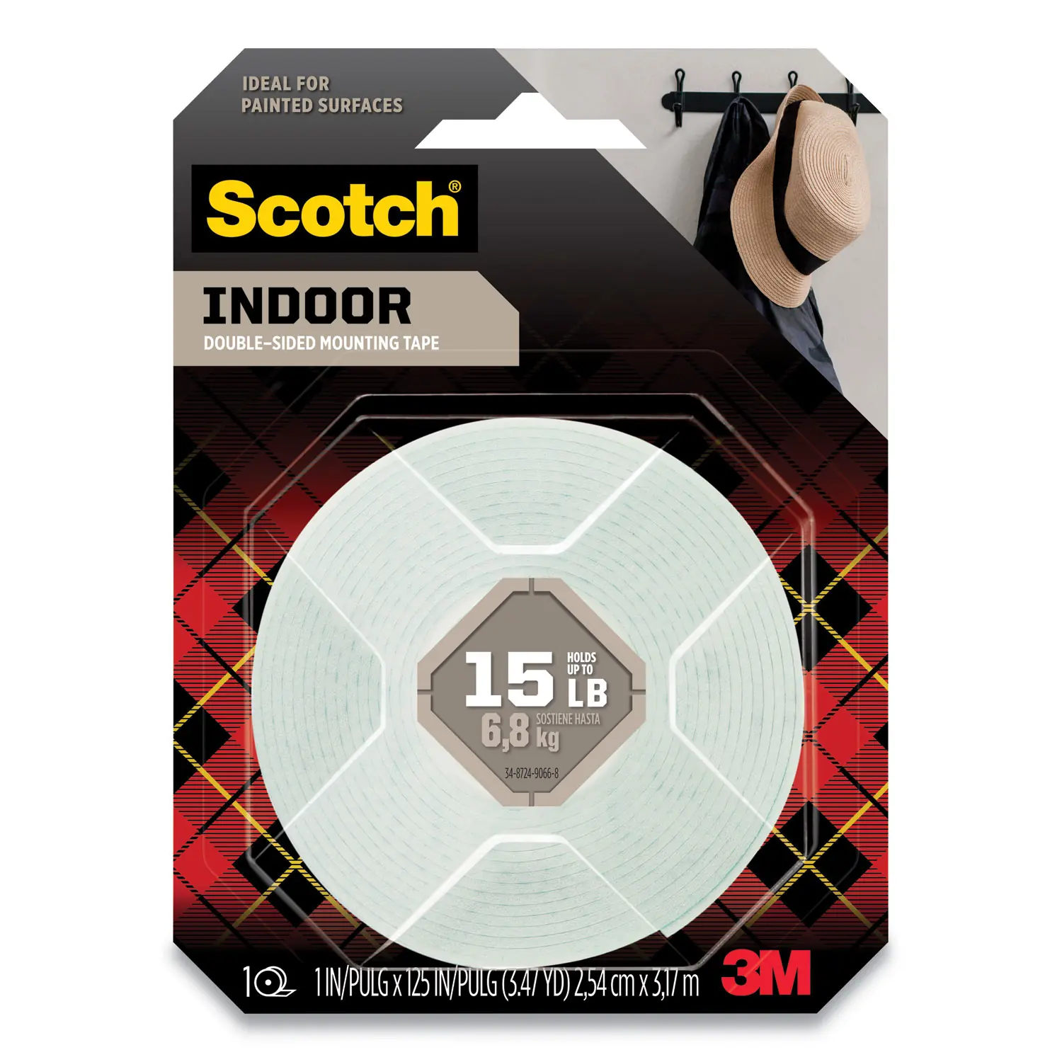 Scotch® Permanent High-Density Foam Mounting Tape, 1" x 125", White, Holds Up to 15 lbs