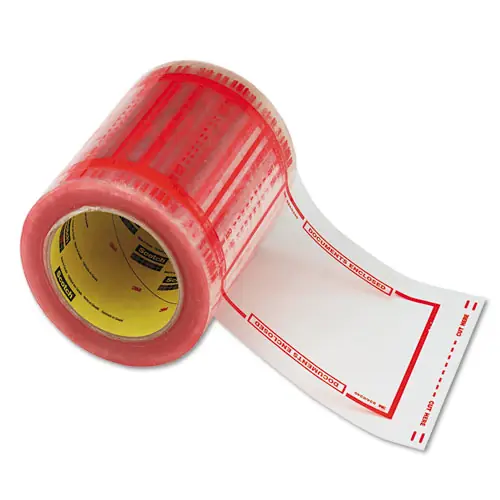 Scotch® Pouch Tape, 3" Core, Transparent with Orange Border, 5" x 6"