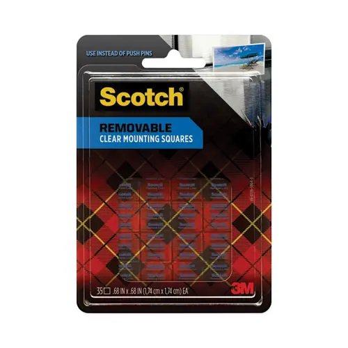Scotch® Removable Clear Mounting Squares, Clear, 35/Pack
