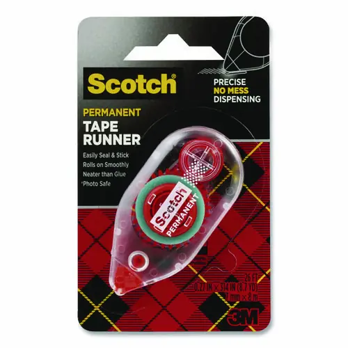 Scotch® Tape Runner, 0.27" x 26 ft, Dries Clear