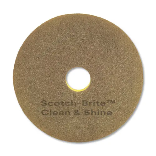 Scotch-Brite™ Clean and Shine Pad, 17" Diameter, Brown/Yellow, 5/Carton