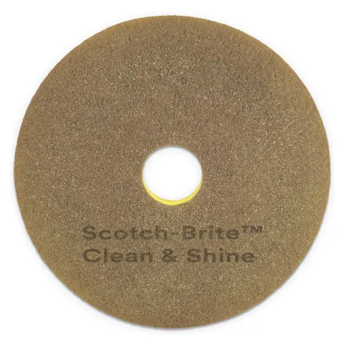 Scotch-Brite™ Clean and Shine Pad, 20" Diameter, Brown/Yellow, 5/Carton