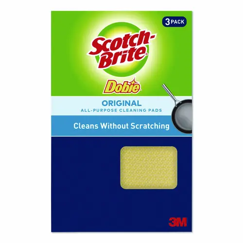 Scotch-Brite® Dobie All-Purpose Cleaning Pad, Yellow, 3/Pack, 8 Packs/Carton