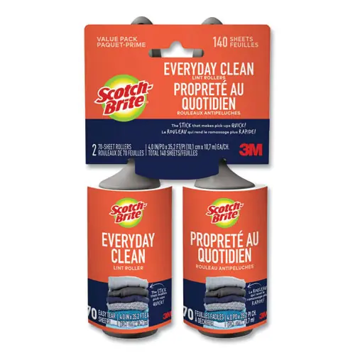 Scotch-Brite™ Everyday Clean Lint Roller, 70 Sheets/Roll, 2/Pack