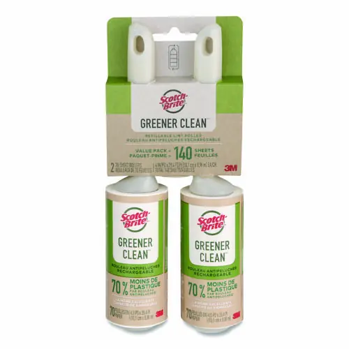 Scotch-Brite™ Greener Clean Lint Roller, 70 Sheets/Roll, 2/Pack