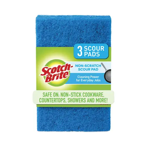 Scotch-Brite® Non-Scratch Scour Pads, Blue, 10/Carton
