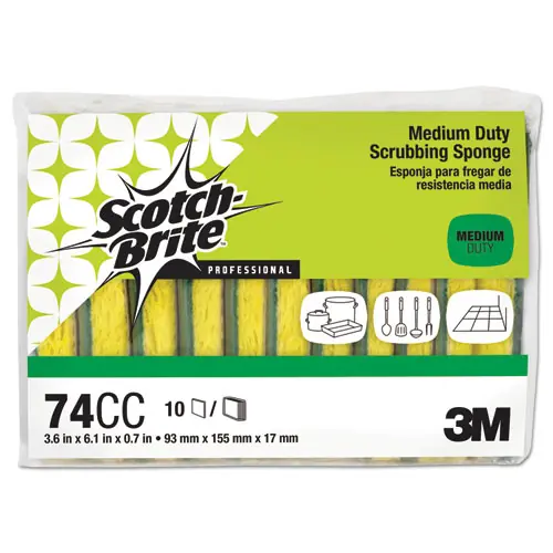 Scotch-Brite™ PROFESSIONAL Medium-Duty Scrubbing Sponge, Yellow/Green, 10/Pack