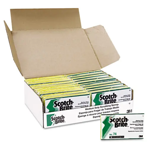 Scotch-Brite™ PROFESSIONAL Medium-Duty Scrubbing Sponge, Yellow/Green, 20/Carton