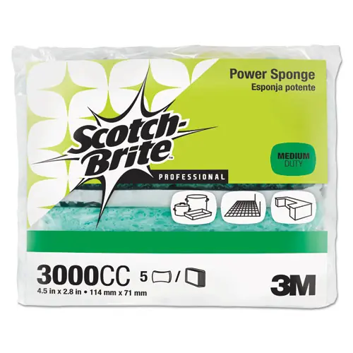 Scotch-Brite™ PROFESSIONAL Power Sponge, Blue/Teal, 5/Pack