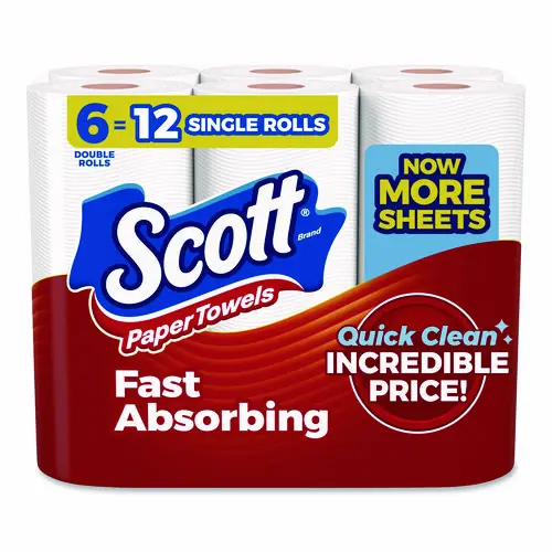 Scott® Choose-a-Size Mega Kitchen Roll Paper Towels, 1-Ply, 108 Sheets/Roll, 6 Rolls/Pack, 4 Packs/Carton