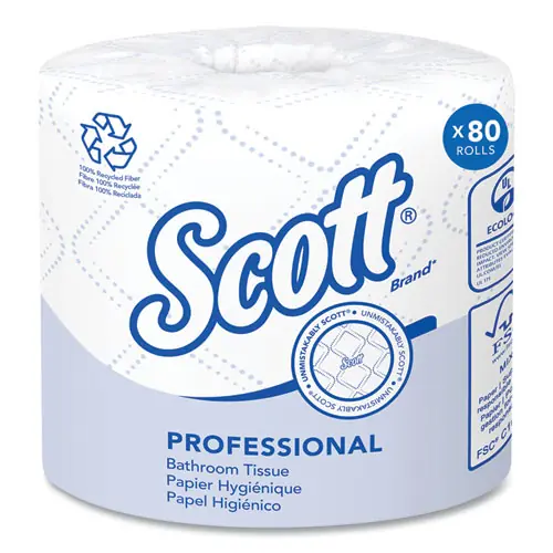 Scott® Essential 100% Recycled Fiber SRB Bathroom Tissue, 2-Ply, White, 473 Sheets per Roll, 80 Rolls per Carton
