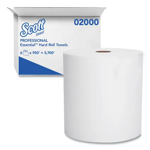 Scott® Essential High Capacity Hard Roll Towels, 1-Ply, 8" x 950 ft, 6 Rolls/Carton, White