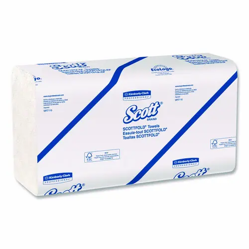 Scott® Essential Low Wet Strength Multi-Fold Towels, 1-Ply, 9.4" x 12.4", White, 175 Towels/Pack, 25 Packs/Carton
