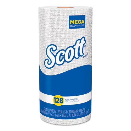 Scott® Kitchen Roll Towels, 1-Ply, 128 Sheets per Roll, 20 Rolls per Carton