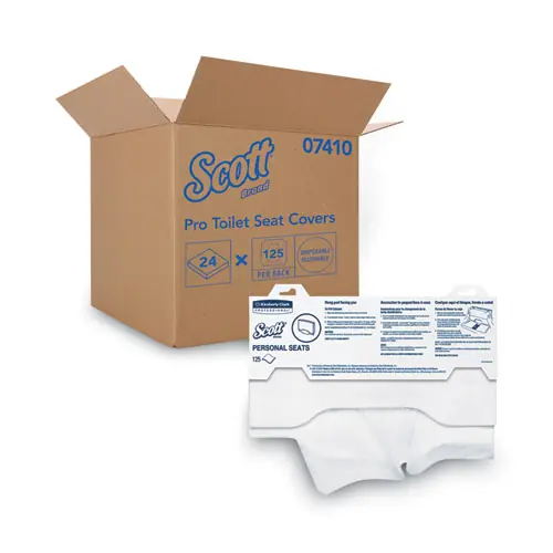 Scott® Personal Seats Sanitary Toilet Seat Covers, White, 125/Pack, 24 Packs/Carton