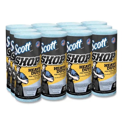 Scott® Pro Shop Towels, Heavy Duty, 1-Ply, Blue, 12 Rolls/Carton