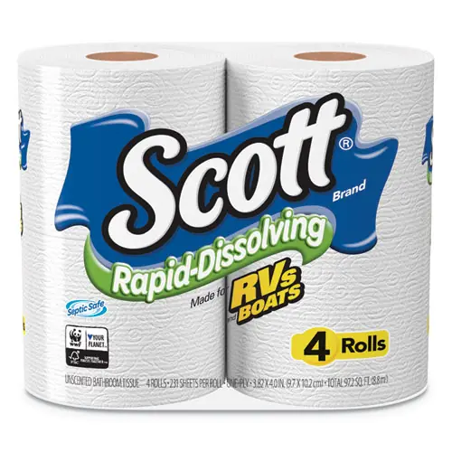 Scott® Rapid-Dissolving Toilet Paper, 1-Ply, 231 Sheets/Roll, 4 Rolls/Pack, 12 Packs/Carton