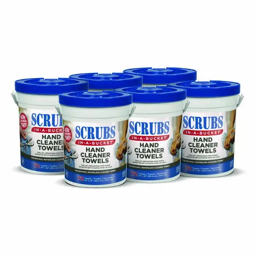 SCRUBS® Hand Cleaner Towels, 72 Towels per Bucket, 6 Buckets per Carton
