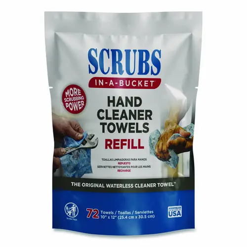 SCRUBS® Hand Cleaner Towels, SCRUBS in-a-Bucket Refill, Citrus Scent, 72 Towels per Pack, 6 Packs per Carton