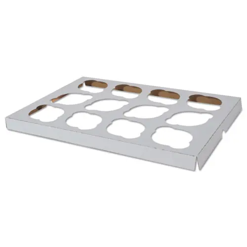 SCT® Cupcake Holder Inserts, 12-Cupcake Holder, White/Brown, Paper, 200/Carton