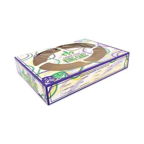 SCT® Mardi Gras King Cake Window Boxes, 19 x 14 x 3.5, Green/Purple/White, Paper, 50/Carton