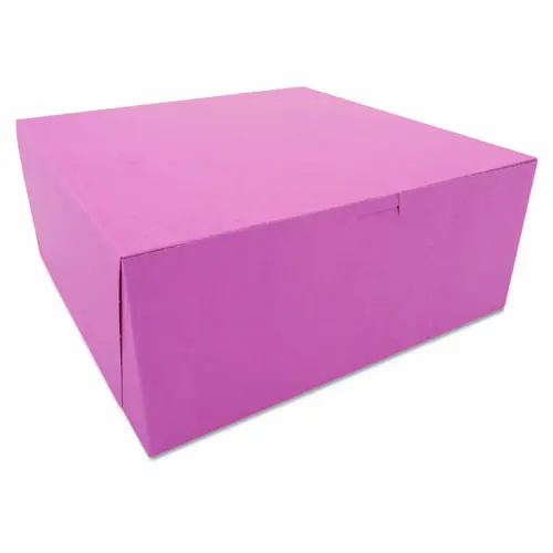 SCT® Pink One-Piece Non-Window Bakery Box, Pink, Paper, 100/Carton