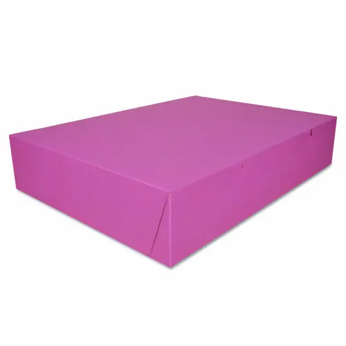 SCT® Pink One-Piece Non-Window Bakery Box, Pink, Paper, 50/Carton
