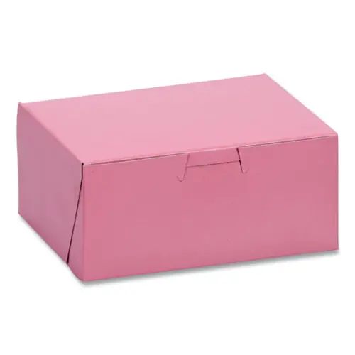 SCT® Pink One-Piece Non-Window Bakery Box, Pink, Paper, 250/Carton