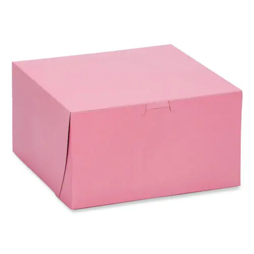 SCT® Pink One-Piece Non-Window Bakery Box, 8 x 8 x 5, Pink, Paper