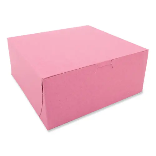 SCT® Pink One-Piece Non-Window Bakery Box, 9 x 9 x 4, Pink, Paper, 200/Carton