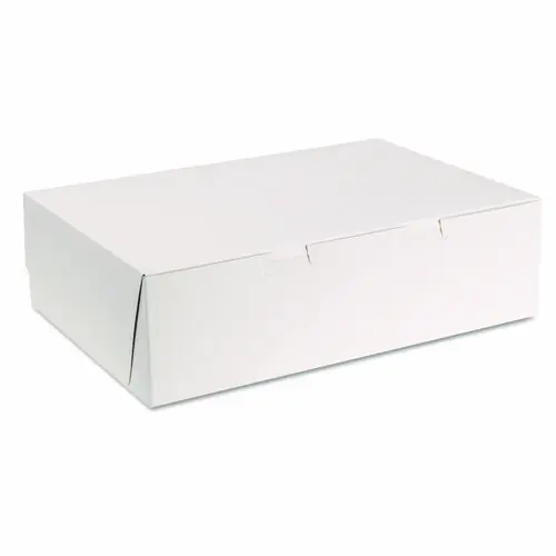SCT® White One-Piece Non-Window Bakery Boxes, 1/4-Sheet Cake, 14 x 10 x 4, White, Paper, 100/Carton