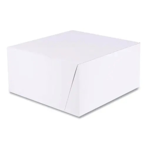 SCT® White One-Piece Non-Window Bakery Boxes, Standard, 10 x 10 x 5, White/Brown, Paper, 100/Bundle