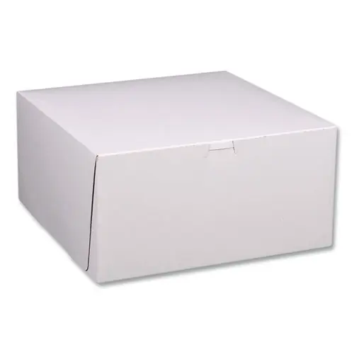 SCT® White One-Piece Non-Window Bakery Boxes, White/Brown, 12 x 12 x 6, Paper, 50/Bundle