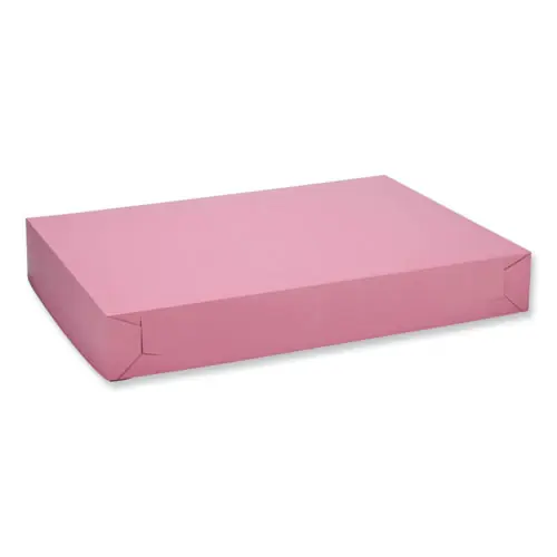 SCT® White Two-Piece Non-Window Bakery Boxes, Pink, Paper, 50/Carton