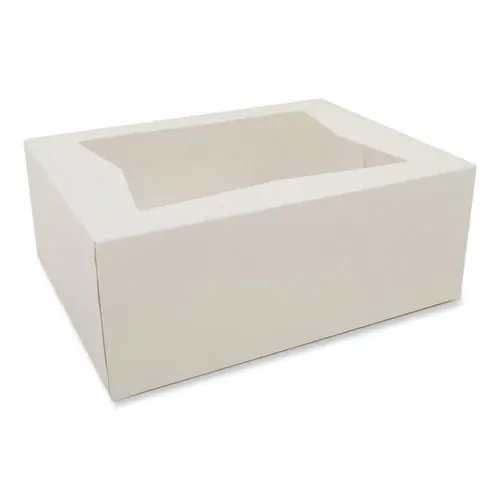 SCT® White Window Bakery Boxes with Attached Flip Top, 10 x 10 x 4, White, 200/Carton