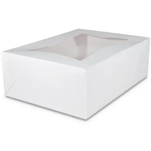 SCT® White Window Bakery Boxes with Tuck-in Lid, White, Paper, 100/Carton